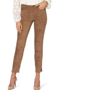 NYDJ Alina Split Hem Faux Suede Ankle Skinny Pants NWT